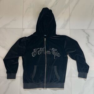 Black rhinestone velour tracksuit